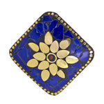 Load image into Gallery viewer, Abhinn Handcrafted Designer Tibetan Gold Plated Blue Square Floral Adjustable Rings For Women