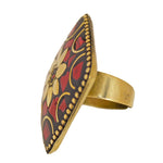 Load image into Gallery viewer, Abhinn Handcrafted Tibetan Golden Multi Square Floral Adjustable Rings For Women
