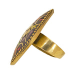 Load image into Gallery viewer, Abhinn Handcrafted Tibetan Golden Multi Square Floral Adjustable Rings For Women