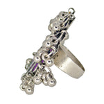 Load image into Gallery viewer, Abhinn Designer Silver Oxidised Floral Purple-Yellow Color Glass Premium Rings For Women