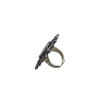 Load image into Gallery viewer, Abhinn Silver Oxidised Floral Design Ring With Mirror For Women