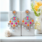 Load image into Gallery viewer, Abhinn Meenakari Silver Danglers Earrings (Multicolour)
