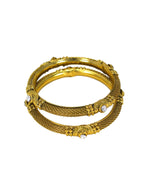 Load image into Gallery viewer, Latest Royal Golden Plated Bangles Set with Crystal Stones and Jali Design