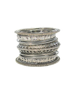 Load image into Gallery viewer, Beautiful Designer Royal Silver Plated Pearl and Leaf Design Bangles Set (Set of 12)