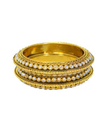 Load image into Gallery viewer, Golden Plated Designer Floral design Kundan Stone Bangles