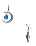 Load image into Gallery viewer, Abhinn Unique Silver Moon Shaped Sky Blue Dangler Earrings For Women