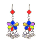 Load image into Gallery viewer, Abhinn Afghani Silver Plated Floral Design Multi Glass Dangler Earrings For Women