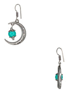 Load image into Gallery viewer, Abhinn Unique Silver Moon Shaped Green Dangler Earrings For Women