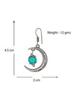 Load image into Gallery viewer, Abhinn Unique Silver Moon Shaped Green Dangler Earrings For Women