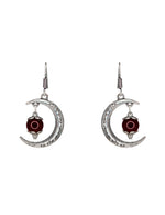 Load image into Gallery viewer, Abhinn Unique Silver Moon Shaped Brown Dangler Earrings For Women
