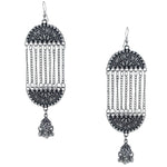 Load image into Gallery viewer, Abhinn Afghani Oxidised Silver Floral Design Dangler And Jhumki Earring for Women
