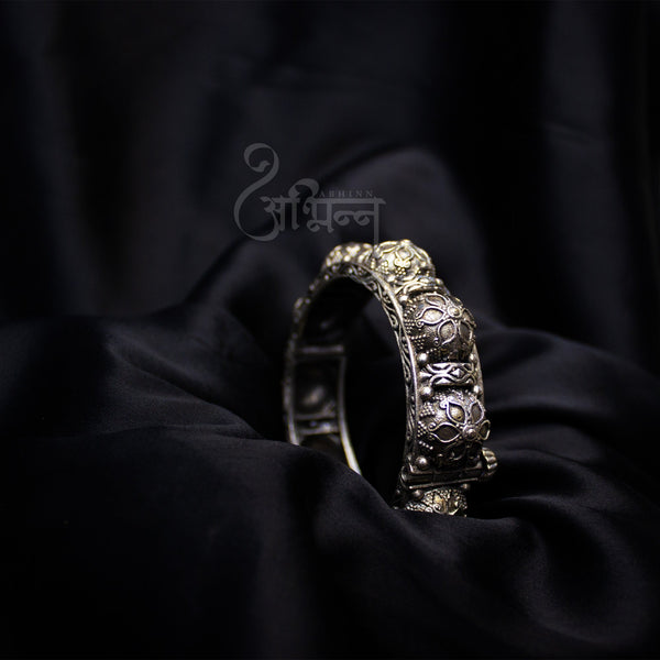 Abhinn Silver Replica Bangle With Floral Design For Women.