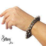 Load image into Gallery viewer, Abhinn Antique Silver Replica Tribal Bracelet Studded With Silver Beads For Women
