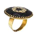 Load image into Gallery viewer, Beautiful Bohemian Black Golden Ring with Boho Tibetian Work

