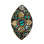 Load image into Gallery viewer, Latest Bohemian Black Golden Leaf Shaped Ring with Blue stone
