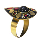 Load image into Gallery viewer, Abhinn Latest Bohemian Black Golden Ring with Boho Tibetian Stone Work
