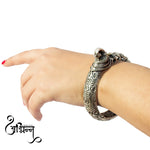 Load image into Gallery viewer, Abhinn Silver Replica Bracelet Engraved With Peacock Design For Women
