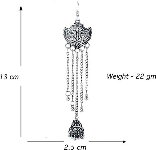 Abhinn Silver Oxidised Kashmiri Jhumki Earring For Women