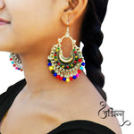 Load image into Gallery viewer, Abhinn Trendy German Silver Multi Colour Meena Chandbali Earrings For Women
