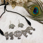 Load image into Gallery viewer, Abhinn Silver Look Alike Lotus Design Necklace Set With Earrings For Women 
