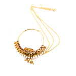 Load image into Gallery viewer, Abhinn Beautiful Rajasthani Gold Plated Large Hoop Nose ring with Brown CZ Crystal Stones for Women Online
