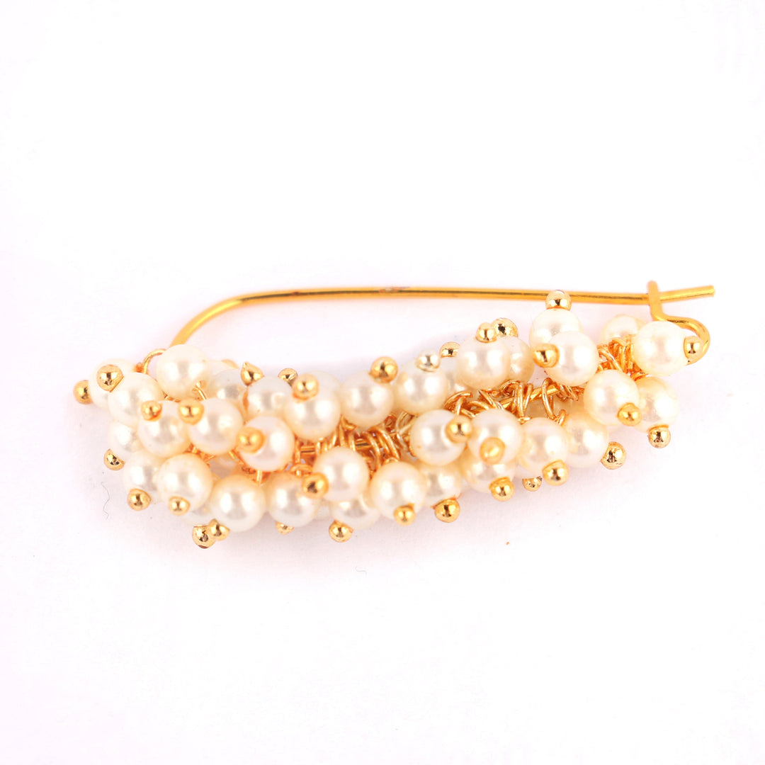 Abhinn Beautiful Designer Maharashtrian Nath Mogra Design Nosering with White Pearls for Women Online