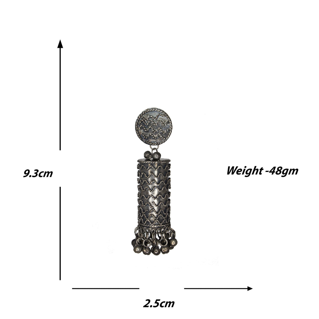 Abhinn Black Polished Cylindrical Shape Spiral Jhumka Earrings For Women