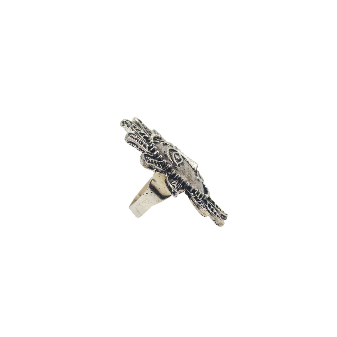 Abhinn Silver Oxidised Ethnic Surya Design Ring For Women