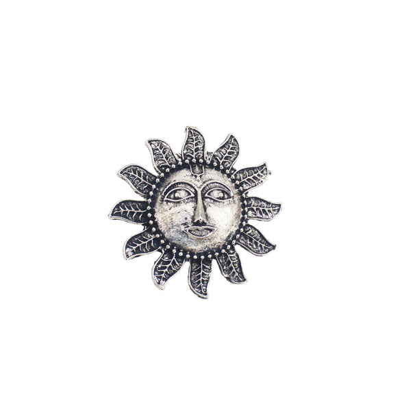 Abhinn Silver Oxidised Ethnic Surya Design Ring For Women