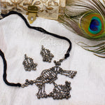 Load image into Gallery viewer, Abhinn Silver Oxidised Pigeon Cage Design Necklace Set For Women
