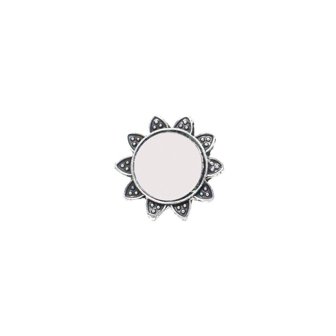 Abhinn Silver Oxidised Sun Shaped Mirror Ring For Women
