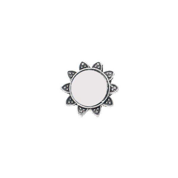 Abhinn Silver Oxidised Sun Shaped Mirror Ring For Women