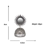 Load image into Gallery viewer, Abhinn Silver Oxidised Temple Design With Mirror Stud Jhumka Earrings For Women

