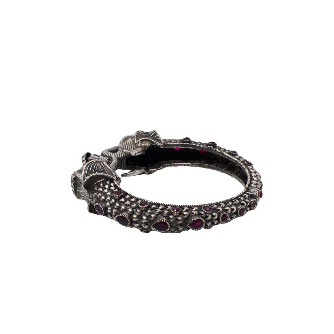 Abhinn Silver Replica Bracelet  Elephant Design Magenta CZ Stone For  Women