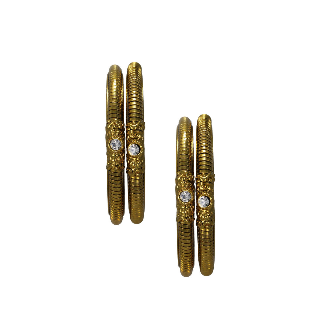 Abhinn Latest Royal Golden Plated Bangles Set with Crystal Stones and Jali Design For Women