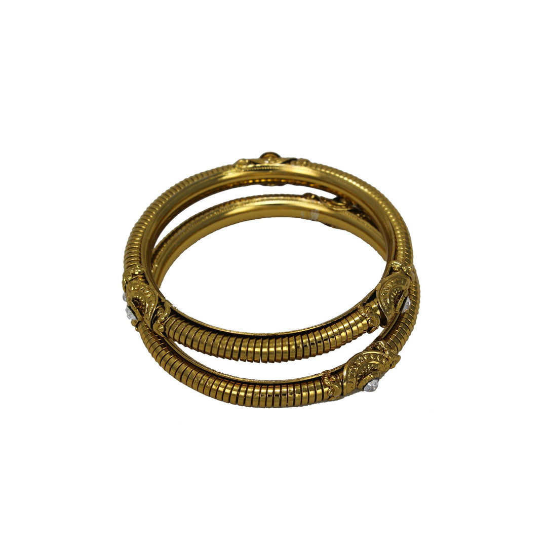Abhinn Latest Royal Golden Plated Bangles Set with Crystal Stones and Jali Design For Women