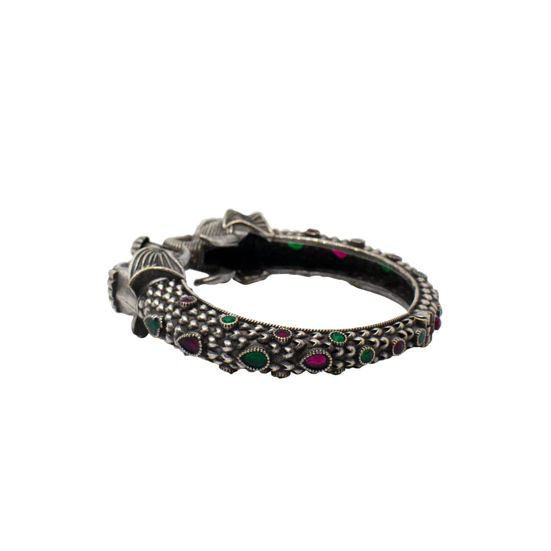 Abhinn Silver Replica Bracelet Elephant Design Multi Colour CZ Stones For Women