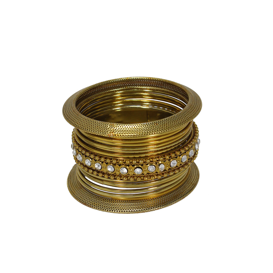Abhinn Beautiful Bangles Set with Kundan Stones with Jali Design (Set of 15) For Women