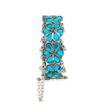Load image into Gallery viewer, Abhinn Silver Oxidised Blue Floral Design Adjustable Bangle For Girls
