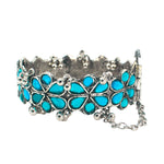 Load image into Gallery viewer, Abhinn Silver Oxidised Blue Floral Design Adjustable Bangle For Girls
