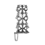 Load image into Gallery viewer, Abhinn Silver Oxidised White Floral Design Adjustable Bangle For Girls
