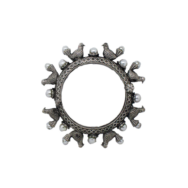 Abhinn Unique Silver Replica Bracelet Studded With Pigeon And White Pearl For Girls