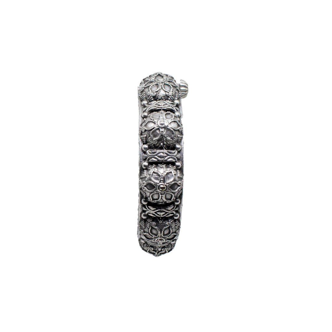 Abhinn Silver Replica Bangle With Floral Design For Women.