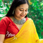 Load image into Gallery viewer, Silver Oxidised Ethnic Fish Design With White CZ Stones Necklace Set
