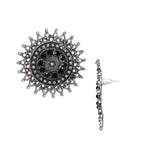 Load image into Gallery viewer, Abhinn Designer Silver Oxidised Sun Shape Black Big Studs For Women
