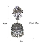 Load image into Gallery viewer, Abhinn Black Polished Grapes Design Stud With Mirror Floral Jhumka Earrings For Women
