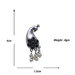 Load image into Gallery viewer, Abhinn Unique Silver Replica Peacock Design With Black CZ Stones Stud Earrings For Women 
