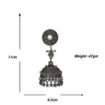 Load image into Gallery viewer, Abhinn Silver Oxidised Temple Design Long Jhumka Earrings For Women 
