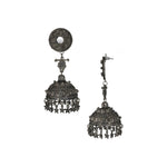 Load image into Gallery viewer, Abhinn Silver Oxidised Temple Design Long Jhumka Earrings For Women 
