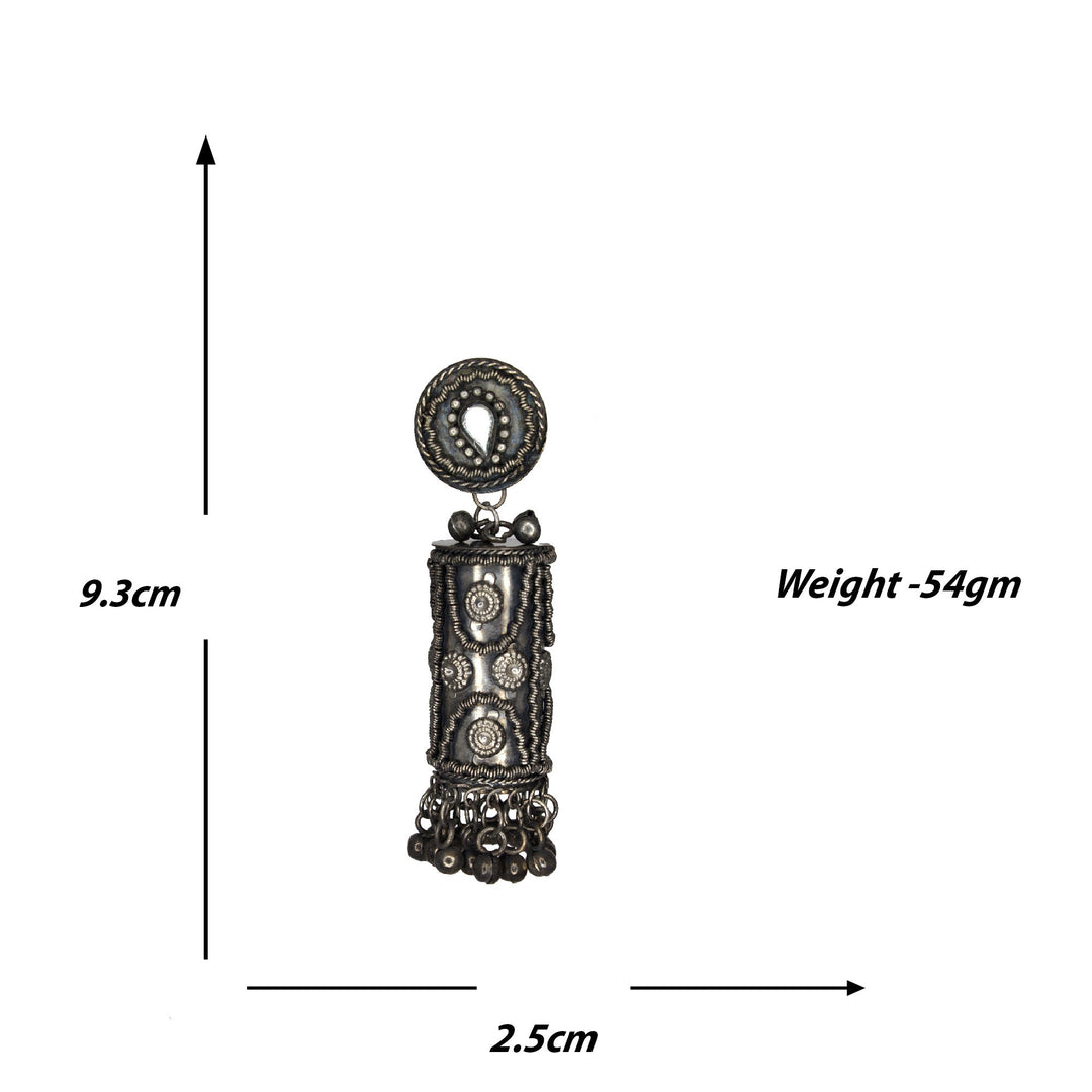 Abhinn Black Oxidised Cylindrical Shape Jhumka Earrings For Women
